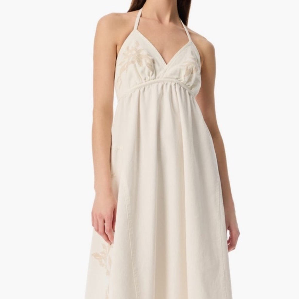Robert Rodriguez Neakita Halter Off White Denim Dress